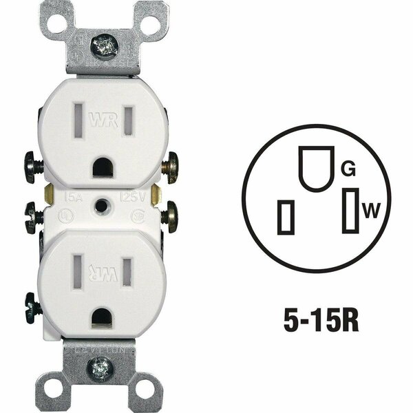 Leviton 15A White Tamper & Weather Resistant Residential Grade 5-15R Duplex Outlet R62-W5320-T0W